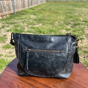 The Sak Black Leather Shoulder Bag with Relaxed Structure